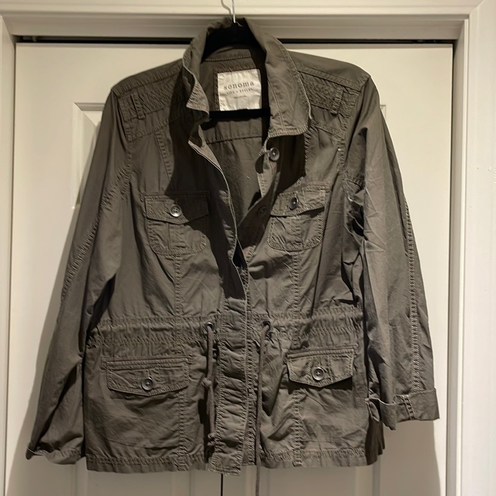 Sonoma lightweight olive green jacket. Great for fall.